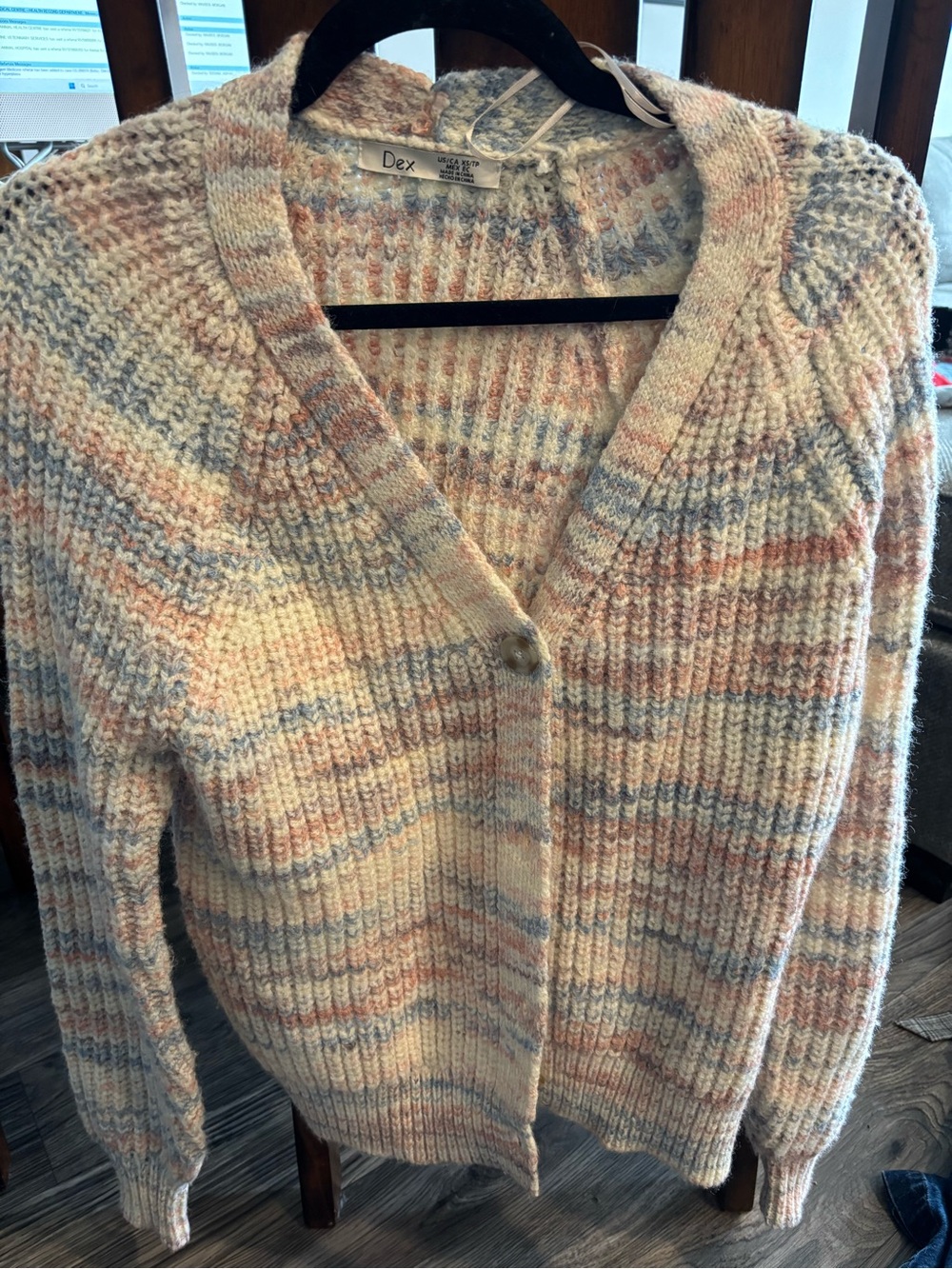 Dex Pastel Striped V-Neck Cardigan in Pink, Blue & Cream